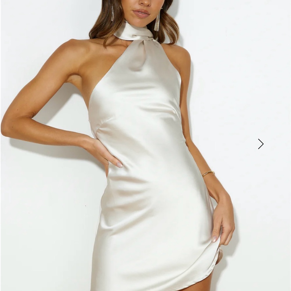 Hello Molly Cream Halter Mini Dress